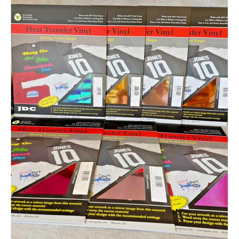 Lot Metallic Heat Transfer Vinyl HTV Cricut Silhouette Gold Silver Copper Pink